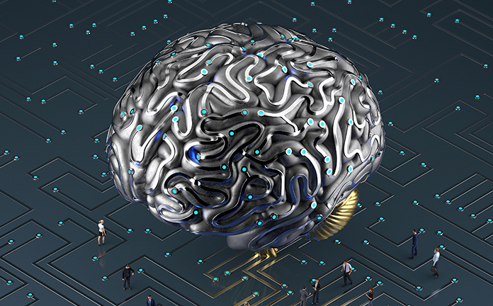 Afbeelding van brein met oplichtende puntjes