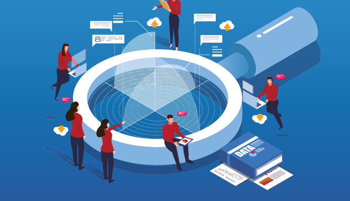 Illustratie van personen die data delen