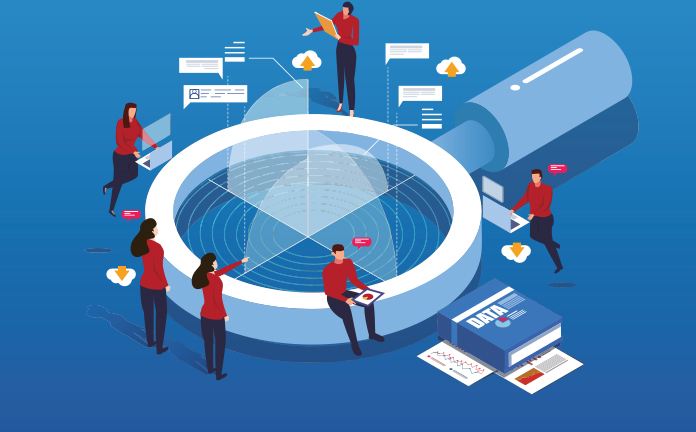 Illustratie van personen die data delen