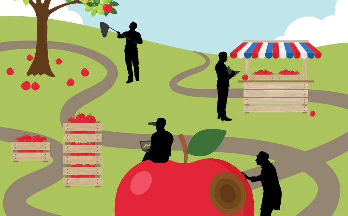 Illustratie waarbij toezichthouders fraude bij appelbedrijf opsporen