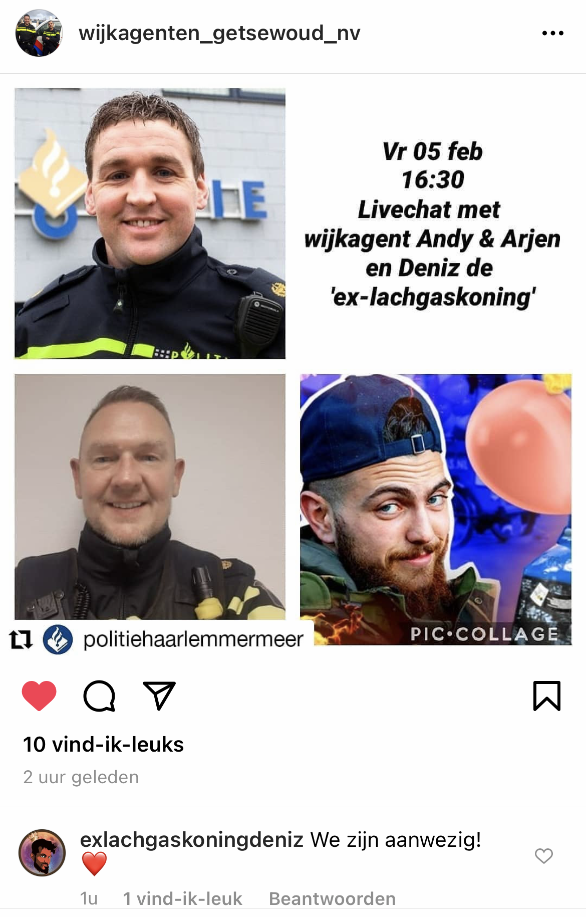 Instagram-post over livechat