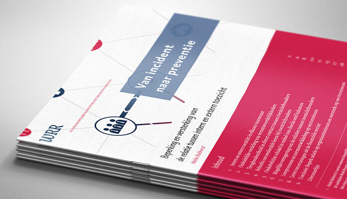 Omslag WRR rapport met de tekst Van incident naar preventie. Beperking en versterking van de relatie tussen intern en extern toezicht.