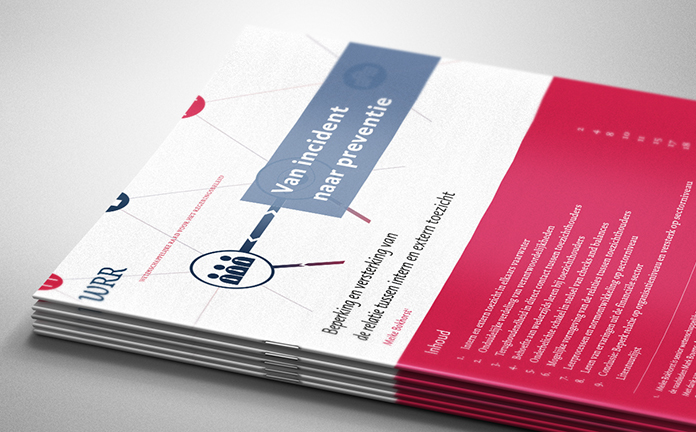 Omslag WRR rapport met de tekst Van incident naar preventie. Beperking en versterking van de relatie tussen intern en extern toezicht.