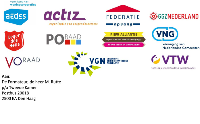 Logo's van elf organisaties in de zorg, en onderwijs en huisvesting