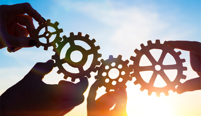 Tandwielen die in elkaar grijpen