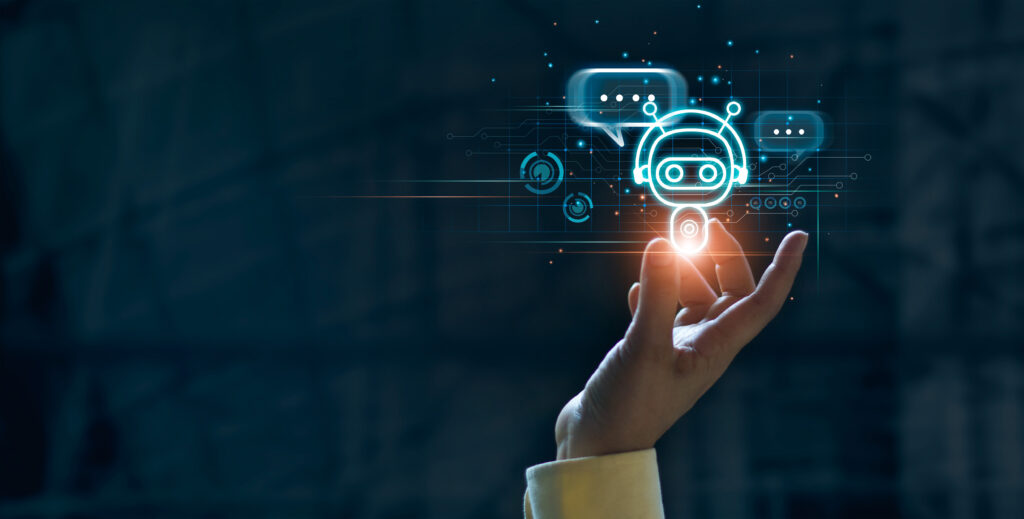 Virtueel poppetje in iemands hand