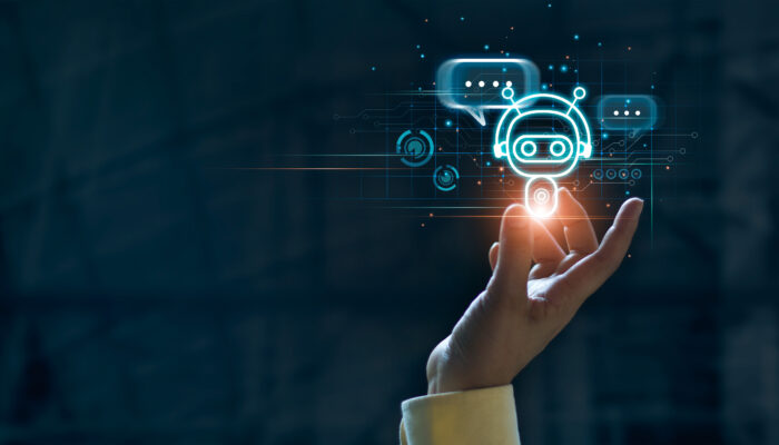 Virtueel poppetje in iemands hand