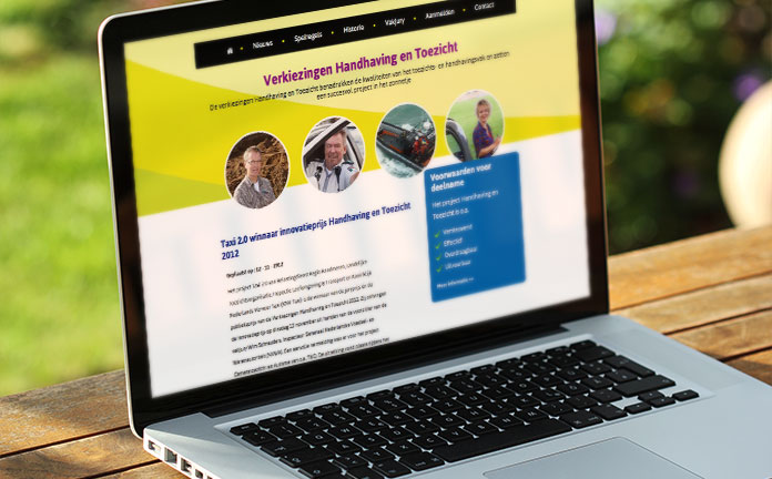 Laptopscherm met de tekst Verkiezingen Handhaving en ToeZicht