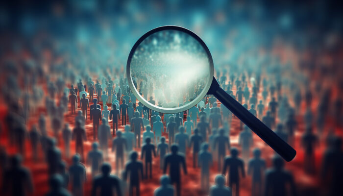 Vergrootglas op mensen gericht