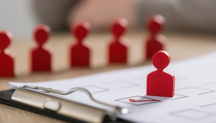 Poppetje staat bij vinkje, andere poppetjes staan aan de zijlijn