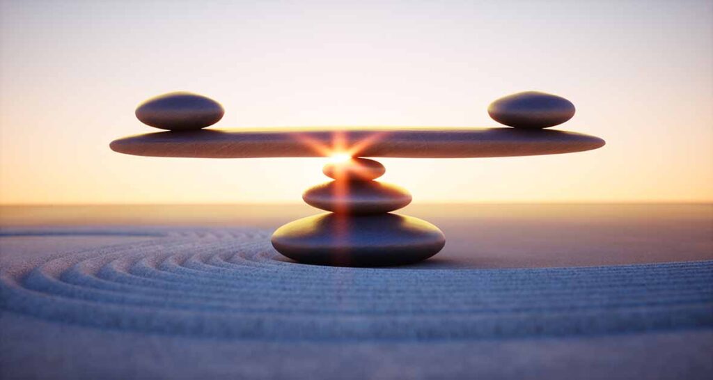 Stenen vormen weegschaal